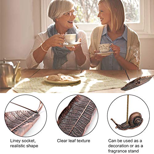 EQLEF Quemador de Incienso Ash Catcher, Quemador de Incienso Largo Natural del Mundo con Accesorios de decoración para el hogar con Soporte de Incienso de Caracol (Cobre Rojo)