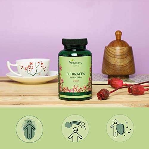 Equinácea Vegavero® | 6000 mg con 4% Polifenoles | La Dosis Más Alta & Sin Aditivos | Alternativa Vegana al Propóleo o la Jalea Rea | 120 Cápsulas