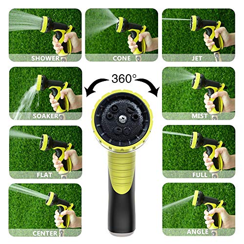 ERAY Manguera Jardín Manguera Extensible 15M/50FT, Triple Núcleo de Látex, Pistola de 9 Patrones de Pulverización, Resistente y Anticongelante, Color Negro