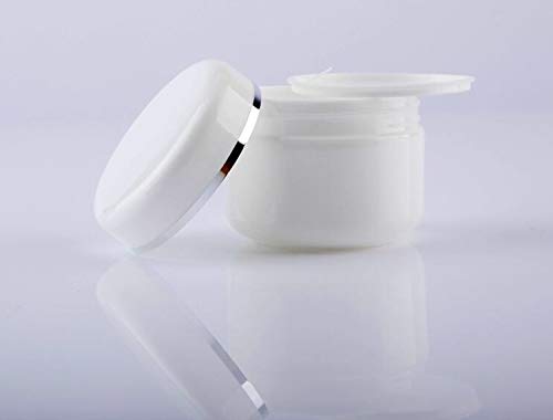 ericotry - Tarros de plástico vacías con tapa de cúpula, 20 ml, 50 ml, 100 ml, color blanco y plateado