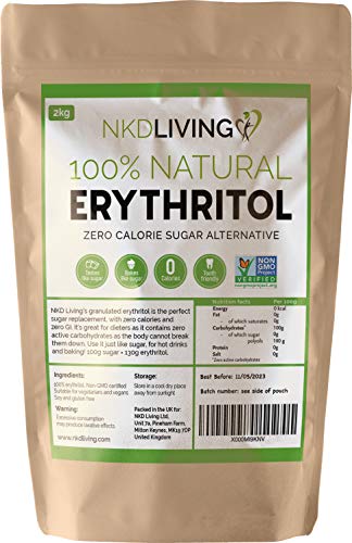 Eritritol 100 % natural 2 kg | Granulado sustituto del azúcar con cero calorías …