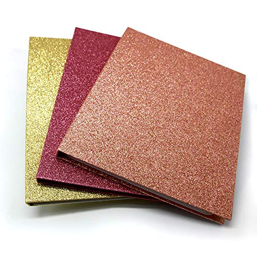 Erthree16 pares de libros de almacenamiento de pestañas, contenedor de muestra de maquillaje, catálogo de pestañas, papel de purpurina de viaje, Rose gold, 1.00[set de ]