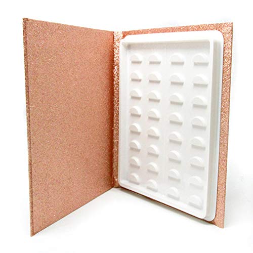 Erthree16 pares de libros de almacenamiento de pestañas, contenedor de muestra de maquillaje, catálogo de pestañas, papel de purpurina de viaje, Rose gold, 1.00[set de ]