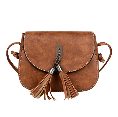 ESAILQ Bolso De Hombro Cuero Bolsa De Mano de Mini Marron Para Mujer