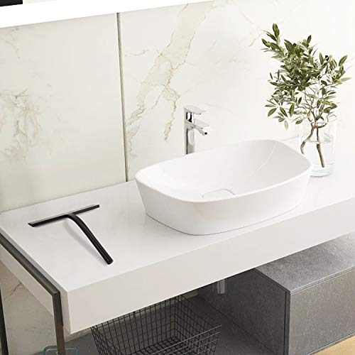 Escobilla de ducha Limpiador de silicona negra con núcleo con gancho para colgar para baño, cocina, espejo, ventana, limpieza de cristales de coche (sin necesidad de instalar)