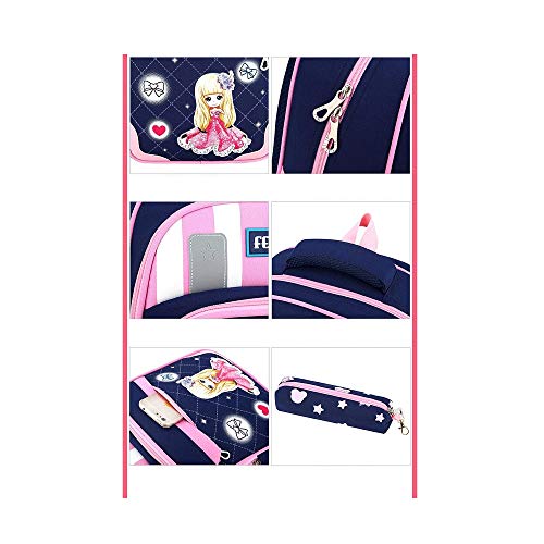 Escuela Primaria Mochilas estrías for Reducir la Carga de los niños del Bolso de Escuela Ultra Ligero de la Muchacha Chica Mochila (Color : Blue, Size : L)