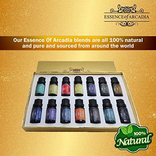 Esencia de lujo de la Arcadia Top 14 de aromaterapia aceites esenciales Mezcla set y Kit, Gran Aceite de Iniciación, caja de regalo de lujo.