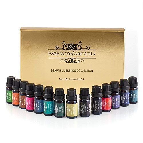 Esencia de lujo de la Arcadia Top 14 de aromaterapia aceites esenciales Mezcla set y Kit, Gran Aceite de Iniciación, caja de regalo de lujo.