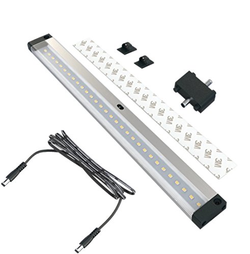 EShine barra de luz LED (longitud 30 cm) - con sensor de infrarrojos - Control de brillo sin contacto - con accesorios (fuente de alimentación no incluida), Blanco Cálido (3000K)