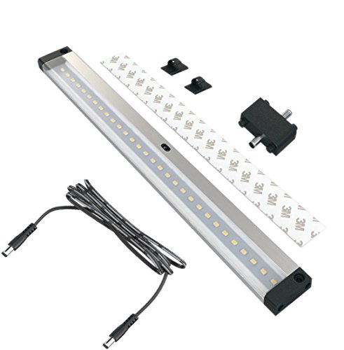 EShine barra de luz LED (longitud 30 cm) - con sensor de infrarrojos - Control de brillo sin contacto - con accesorios (fuente de alimentación no incluida), Blanco Cálido (3000K)