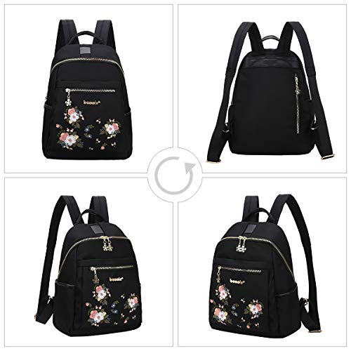 Eshow Mochila Bolso Bandolera Negro para Mujeres y Chicas de Nylon Viaje Casual Escolares Moda