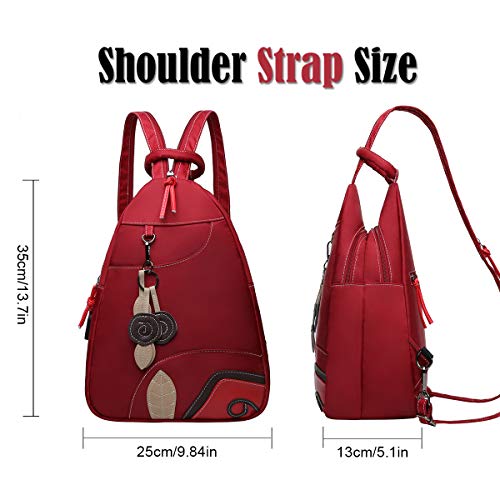 Eshow Mochila Bolso Bandolera para Mujeres y Chicas Negro de PU Viaje Casual Escolares Moda (Rojo 013)