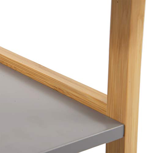eSituro Carrito de Cocina Madera Estantería para Baño Ducha Librería Bambú 3 Niveles con Ruedas Carro de Almacenamiento Organizador Multifunciona 33 x 30 x 70 cm Gris SBSS0035