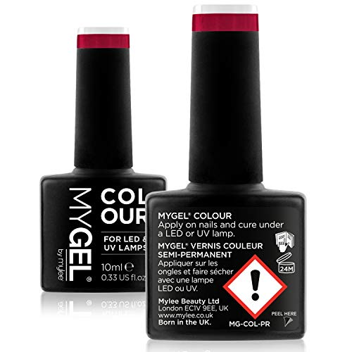 Esmalte de gel para uñas MyGel, de MYLEE (10ml) MG0009 - As Red As It Gets UV/LED Nail Art Manicure Pedicure para uso profesional en el salón y en el hogar - Larga duración y fácil de aplicar