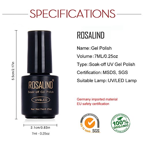 Esmalte de uñas de gel de ROSALIND, para secar con UV o LED, manicura y pedicura, 7 ml, azul 2