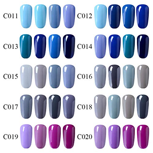 Esmalte de Uñas Semipermanente Uñas de Gel UV LED Kit de Manicura Serie de Color Azul 4pcs Manicura y Pedicura de Fairyglo-C012