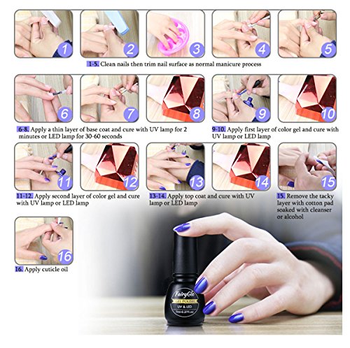 Esmalte de Uñas Semipermanentes Esmalte Shellac UV LED Pintauñas Semipermanente Soak Off Manicura y Pedicura 6 Colores 7ml de Fairyglo - kit001