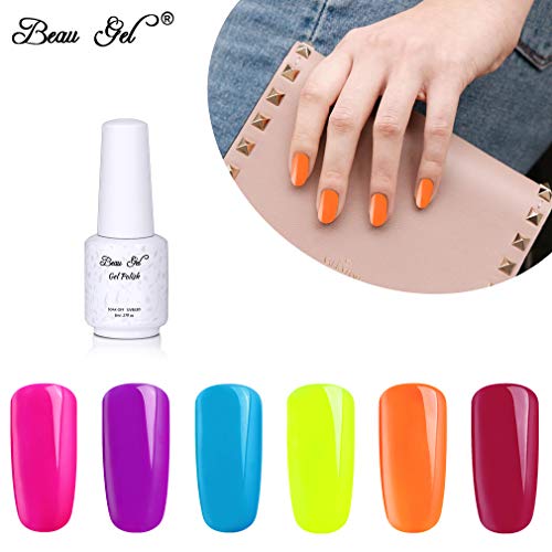 Esmalte de Uñas Semipermanentes Kit de Uñas Color Fluorescente Esmalte de Gel Mnicura Pedicura Nail Art UV LED Soak Off 1pcs 8ml de Beau Gel - 8204