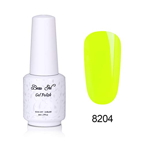 Esmalte de Uñas Semipermanentes Kit de Uñas Color Fluorescente Esmalte de Gel Mnicura Pedicura Nail Art UV LED Soak Off 1pcs 8ml de Beau Gel - 8204