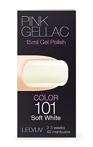 Esmalte Semipermanente Pink Gellac – Número y color 101 Soft White - Esmalte semipermanente UV LED de 15 ml - Gel blanco