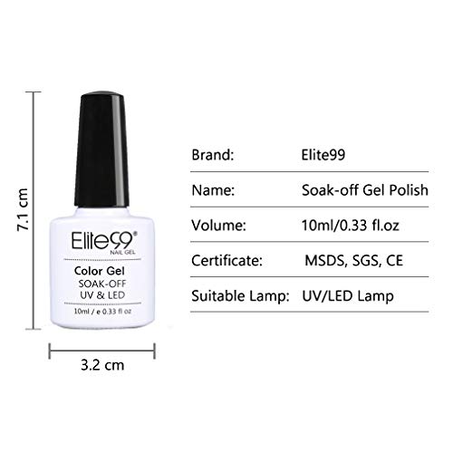 Esmaltes de Uñas Semipermanentes en Gel UV LED, 6 Colores de Esmaltes en Gel Soak off 10ML de Elite99 002