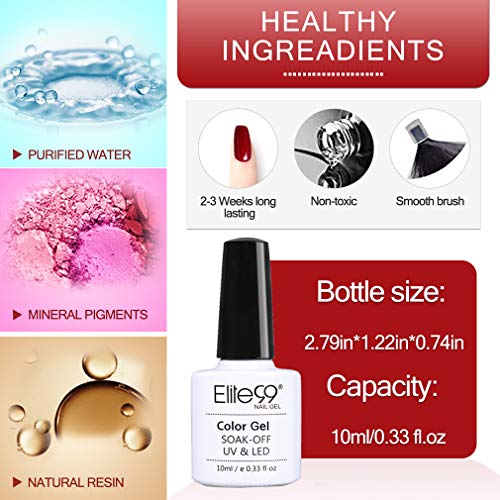 Esmaltes de Uñas Semipermanentes en Gel UV LED, 6 Colores de Esmaltes en Gel Soak off 10ML de Elite99 002