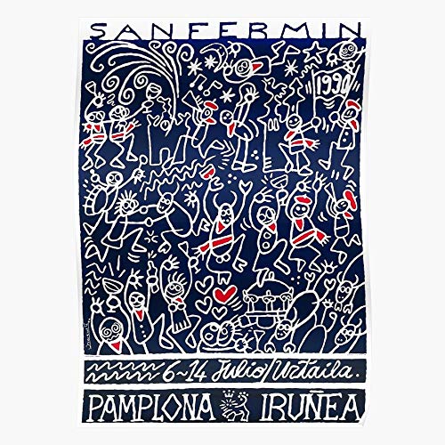 Espa?a Of Pamplona San Running Iru?ea Spanish Pamplonada Fermin Travel Bulls The Spain Regalo para la decoración del hogar Wall Art Print Poster 11.7 x 16.5 inch