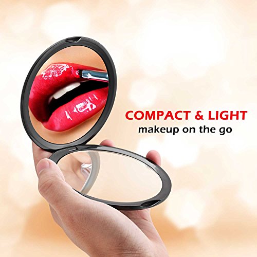 Espejo de Bolsillo, [Regalos Originales] HAMSWAN Espejo Portátil de Maquillaje Con Aumentos 10X, Espejo de Mano, Espejos Dobles de Mano, Espejos Pequeños Mirror Makup para Viaje, Mano, Bolsa y Regalos