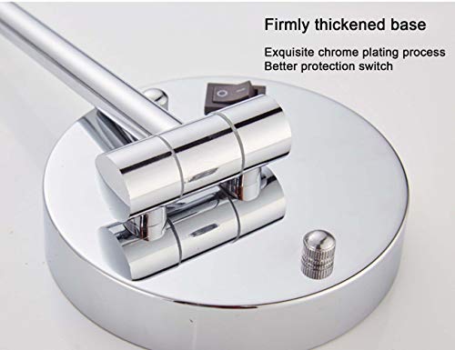 Espejo de Maquillaje de Pared, Espejo LED de Aumento de Doble Cara, Espejo de BañO, Giratorio de 360 ​​° Y Extensible, Espejo de Afeitar con Enchufe/Cableado/Plata/Plug/in