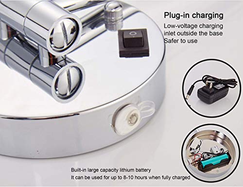 Espejo de Maquillaje de Pared, Espejo LED de Aumento de Doble Cara, Espejo de BañO, Giratorio de 360 ​​° Y Extensible, Espejo de Afeitar con Enchufe/Cableado/Plata/Plug/in