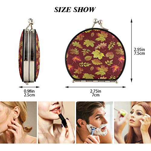 Espejo de viaje Hojas de arce otoñal y otras hojas Espejos para monedero de doble cara con 2 X 1x Magnificación Monedero portátil plegable Espejo compacto para mujeres niñas dama