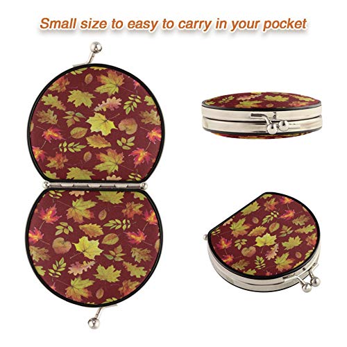 Espejo de viaje Hojas de arce otoñal y otras hojas Espejos para monedero de doble cara con 2 X 1x Magnificación Monedero portátil plegable Espejo compacto para mujeres niñas dama