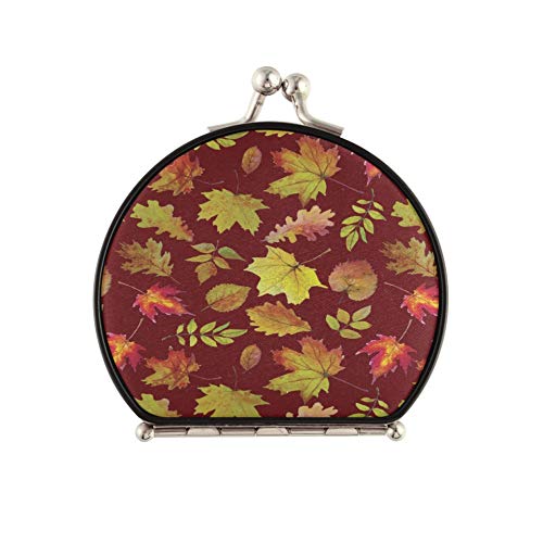 Espejo de viaje Hojas de arce otoñal y otras hojas Espejos para monedero de doble cara con 2 X 1x Magnificación Monedero portátil plegable Espejo compacto para mujeres niñas dama