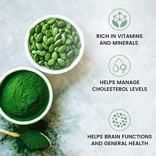 Espirulina Ecológica Comprimidos Dosis Alta 4000mg 375 Comprimidos | Antioxidante Potente, Mejora Colesterol, Suplemento Para Adelgazar Con Efecto Saciante y Detox, Rico en Vitaminas y Minerales