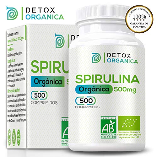 Espirulina Ecologica Comprimidos Orgánica - 500 x 500 mg | Espirulina Pastillas BIO Vegano - Saciante | Alga Espirulina Comprimidos - Rica En Proteínas+Vitaminas+Minerales - Proteina Vegana de D.O.