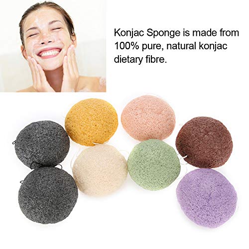 Esponja Konjac natural para peeling, lavado facial, limpieza facial, esponja de fibras vegetales, 8 unidades, esponja suave de limpieza con bambú activado para todas las pieles (secas)