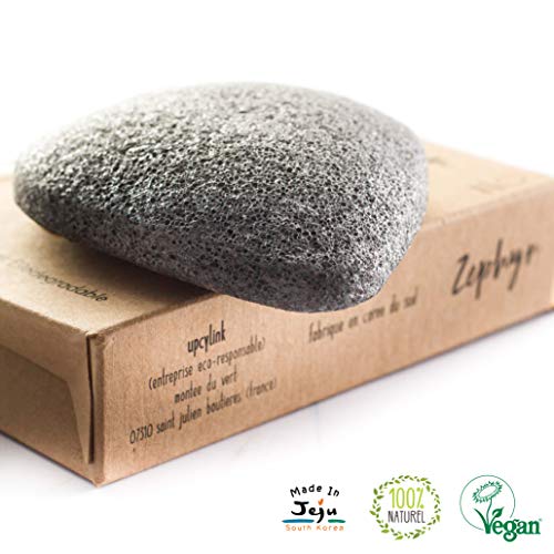 Esponja Konjac Zephyr® para la cara con carbón activo de Bambú – Biodegradable – Origen Corea del Sur