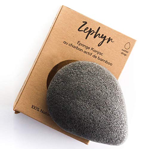 Esponja Konjac Zephyr® para la cara con carbón activo de Bambú – Biodegradable – Origen Corea del Sur