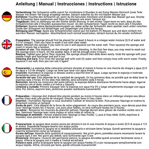 Esponja Menstrual – 5 piezas en una bolsa de yute – alternativa ecológica a los tampones – Esponja Natural sin blanquear – extra suave & reutilizable (5 x 5-7 cm)