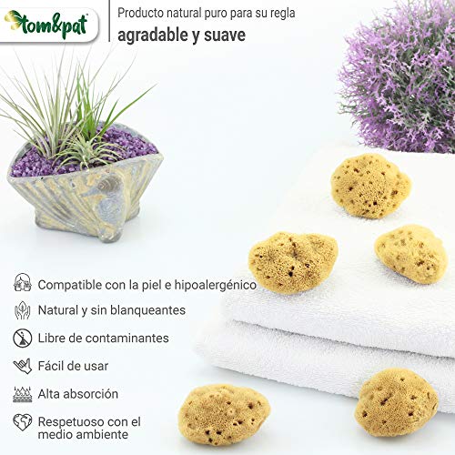 Esponja Menstrual – 5 piezas en una bolsa de yute – alternativa ecológica a los tampones – Esponja Natural sin blanquear – extra suave & reutilizable (5 x 5-7 cm)