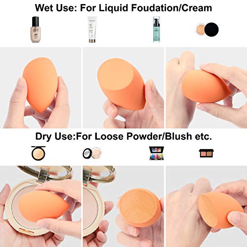 Esponjas de maquillaje, Beauty Blender Belicoo, set de 6 esponjas para base de material no alérgico y sin látex/en polvo/en crema. Esponjas de maquillaje suaves multicolores/multiformas