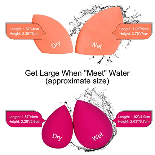 Esponjas de maquillaje, Beauty Blender Belicoo, set de 6 esponjas para base de material no alérgico y sin látex/en polvo/en crema. Esponjas de maquillaje suaves multicolores/multiformas