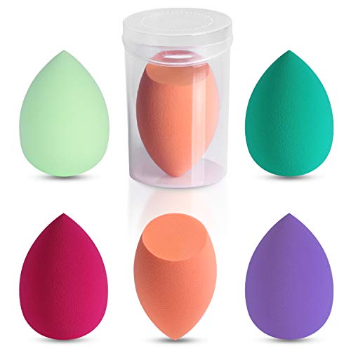 Esponjas de maquillaje, Beauty Blender Belicoo, set de 6 esponjas para base de material no alérgico y sin látex/en polvo/en crema. Esponjas de maquillaje suaves multicolores/multiformas