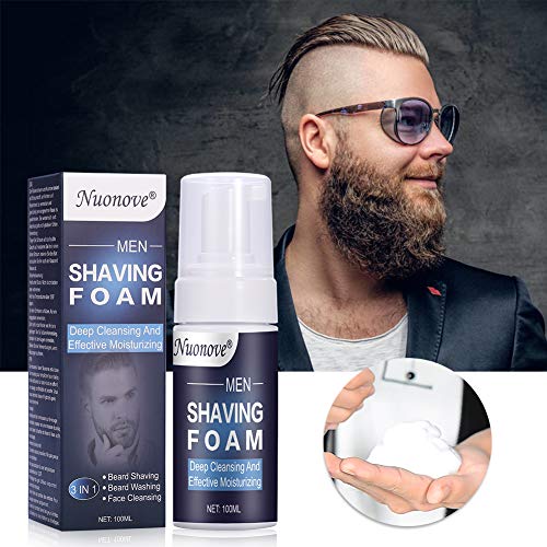 Espuma de Afeitar, Espuma Hidratante, Espuma de afeitar para hombres, para el cuidado de la piel sensible afeitado de barba y lavado de barba y limpieza facial, 3 en 1 (100 ml)