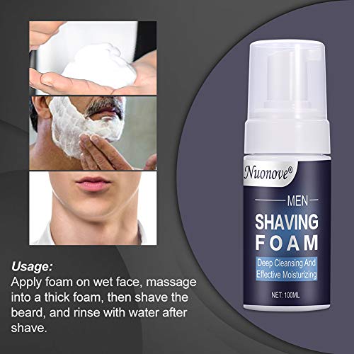 Espuma de Afeitar, Espuma Hidratante, Espuma de afeitar para hombres, para el cuidado de la piel sensible afeitado de barba y lavado de barba y limpieza facial, 3 en 1 (100 ml)