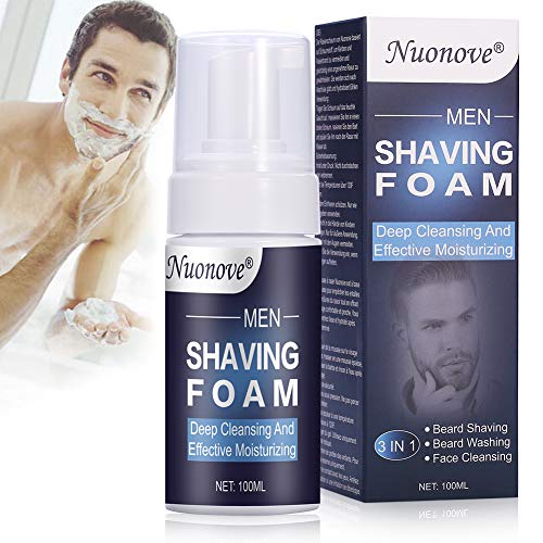 Espuma de Afeitar, Espuma Hidratante, Espuma de afeitar para hombres, para el cuidado de la piel sensible afeitado de barba y lavado de barba y limpieza facial, 3 en 1 (100 ml)