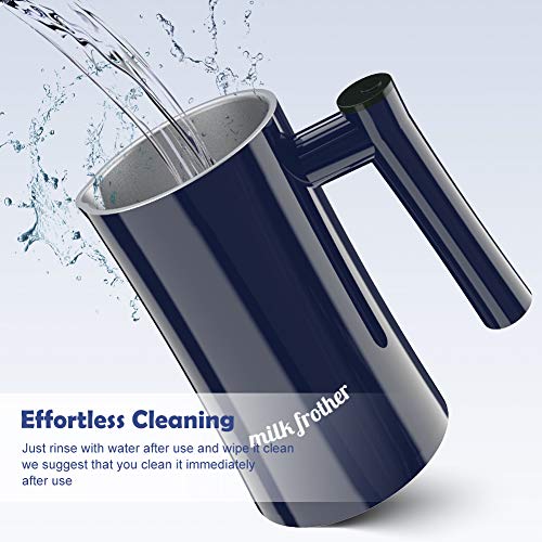 Espumador de Leche Eléctrico,400W,350ML Vaporizador de leche Acero Inoxidable Antiadherente con Función de Frío y Calor para Leche, Café, Capuchino, Macchiato y Chocolate Caliente,Fácil de Limpiar