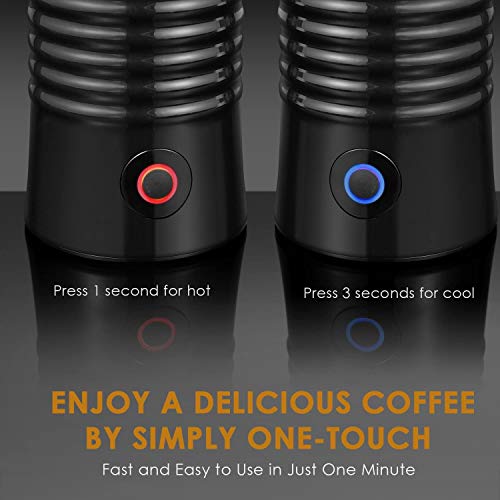 Espumador Leche Eléctrico Batidora de Leche, 3 Modos Espuma Frío, Caliente y Calentar, Acero Inoxidable, Espuma Rica, 240ml, Apagamiento Automático, Protección Contra-sobrecalentar