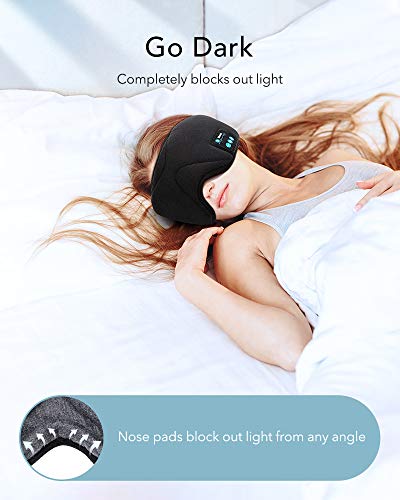 ESR Antifaz para Dormir con Auriculares Bluetooth 5.0, Máscara 3D de ojos con Altavoces Estéreo Ultrafinos HD, Diadema lavable y ajustable, para Deportes, Sueño, Siesta, Yoga y Viajes Aéreos, Negro