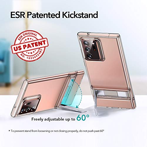 ESR Funda Metal Kickstand para Samsung Note 20 Ultra 5G 2020[Soporte Vertical y Horizontal] [Protección Reforzada contra Caídas] Funda para Samsung Galaxy Note 20 Ultra 5G[Transparente]